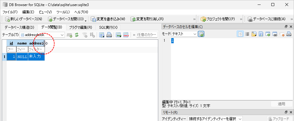 テーブルへのデータの追加と追加済みのデータの表示(7)