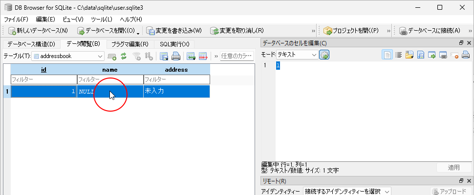 テーブルへのデータの追加と追加済みのデータの表示(9)