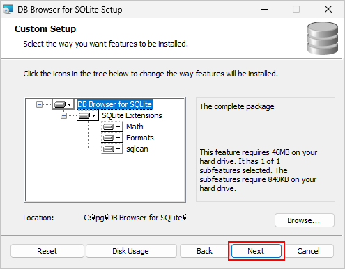 DB Browser for SQLiteのインストール(5)